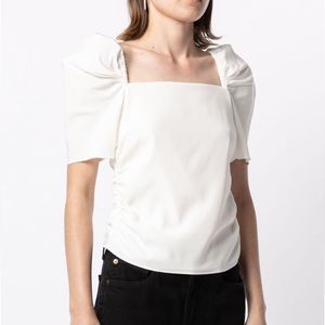 Frame
Betty Stretch-Silk Ruched Puff-Sleeve Top